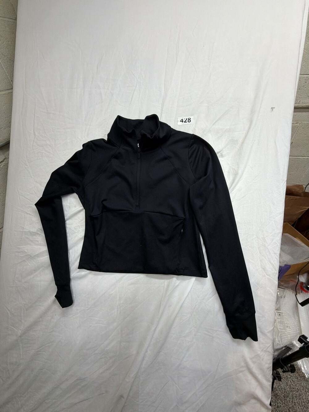 All In Motion Half-Zip Jacket Size M Black Thumb Holes